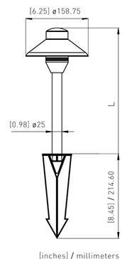 AL1 Path Light. Solid Brass landscape path light